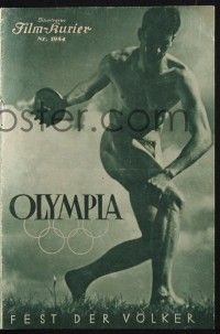 3c240 OLYMPIAD Austrian program '38 Leni Riefenstahl Berlin Olympic documentary, Jesse Owens shown