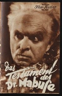 3c290 TESTAMENT OF DR. MABUSE Austrian program '33 Fritz Lang's psychotic criminal genius!