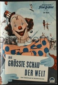 3c533 GREATEST SHOW ON EARTH German program R60s Cecil B. DeMille, great different circus images!