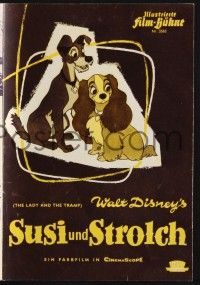 3c619 LADY & THE TRAMP Film Buhne German program '56 Disney classic, cool different cartoon images!