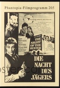 3c687 NIGHT OF THE HUNTER German program R80s Robert Mitchum, Shelley Winters, classic noir!