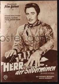 3c807 SILVER RIVER German program '51 different images of gambler Errol Flynn & sexy Ann Sheridan!