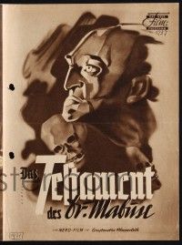 3c848 TESTAMENT OF DR. MABUSE Das Neue German program 1951 Fritz Lang classic, cool Hempel art!