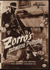 3c930 ZORRO RIDES AGAIN German program '53 Republic serial, great images of masked hero!