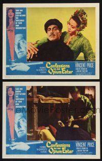 3d946 CONFESSIONS OF AN OPIUM EATER 2 LCs '62 Vincent Price smoking dope & with pretty woman!