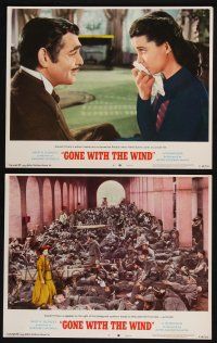 3d958 GONE WITH THE WIND 2 LCs R68 Clark Gable, gorgeous Vivien Leigh, Confederate casualties!