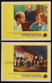 3d963 INHERIT THE WIND 2 LCs '60 Donna Anderson, Fredric March & Harry Morgan, effigy burning scene