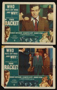 3d979 RACKET 2 LCs '51 great images of Robert Mitchum, Robert Ryan, border art of Scott!