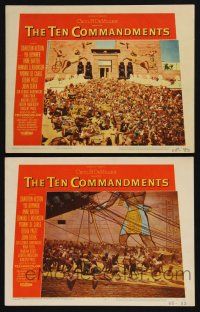 3d990 TEN COMMANDMENTS 2 LCs '56 Cecil B. DeMille, wonderful images of epic sets with many extras!