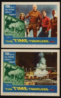 3d992 TIME TRAVELERS 2 LCs '64 science fiction with cool Reynold Brown border art!