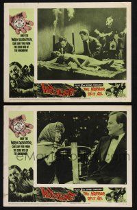 3d998 WITCHCRAFT/HORROR OF IT ALL 2 LCs '64 Lon Chaney Jr., Pat Boone, horror double-bill!