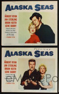 3d053 ALASKA SEAS 8 LCs '54 cool images of Robert Ryan & Brian Keith, sexiest Jan Sterling!