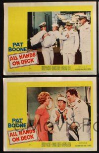 3d055 ALL HANDS ON DECK 8 LCs '61 sailor Buddy Hackett, Navy Captain Pat Boone, sexy Barbara Eden!