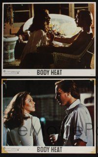 3d094 BODY HEAT 8 LCs '81 Lawrence Kasdan directed, sexy Kathleen Turner & William Hurt!