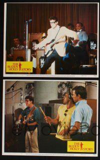 3d105 BUDDY HOLLY STORY 8 LCs '78 great images of Gary Busey performing on stage with guitar!