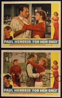 3d811 FOR MEN ONLY 6 LCs '52 Paul Henreid, Kathleen Hughes, sleazy Margaret Field!
