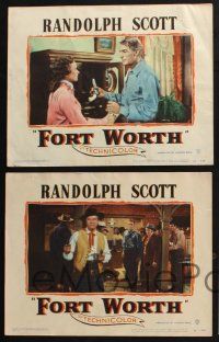 3d873 FORT WORTH 4 LCs '51 Randolph Scott in Texas, the Lone Star State was split wide open!
