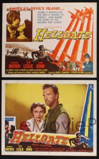 3d293 HELLGATE 8 LCs '52 close up of Sterling Hayden in America's Devil's Island!