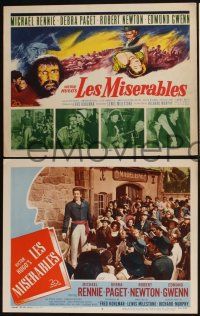 3d386 LES MISERABLES 8 LCs '52 Michael Rennie as Jean Valjean, Debra Paget, Victor Hugo
