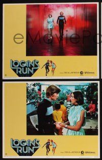 3d911 LOGAN'S RUN 3 LCs '76 Michael York & Jenny Agutter, Ustinov, directed by Michael Anderson!