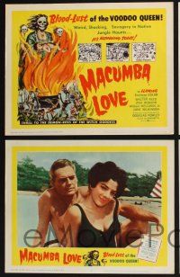 3d408 MACUMBA LOVE 8 LCs '60 weird, shocking savagery in native jungle, cool art of voodoo queen!