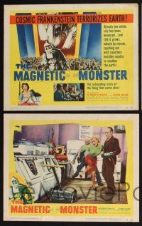 3d411 MAGNETIC MONSTER 8 LCs '53 cosmic Frankenstein came alive & will swallow the Earth!