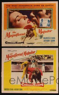 3d412 MAGNIFICENT MATADOR 8 LCs '55 Budd Boetticher, Anthony Quinn, Maureen O'Hara, bullfighting!
