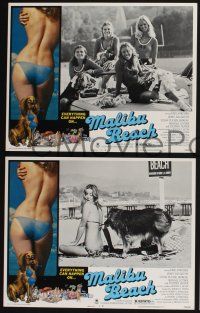 3d415 MALIBU BEACH 8 LCs '78 great image of sexy topless girl in bikini on famed California beach!