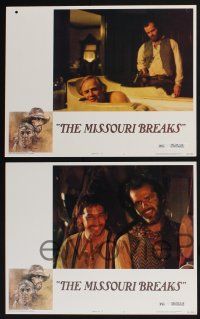 3d446 MISSOURI BREAKS 8 LCs '76 Marlon Brando & Jack Nicholson, border art by Bob Peak!