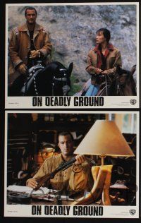 3d493 ON DEADLY GROUND 8 LCs '94 star/director Steven Seagal, Michael Caine, Joan Chen