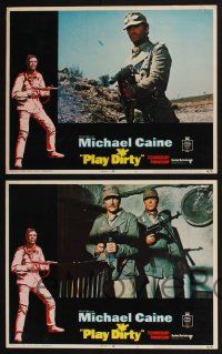 3d513 PLAY DIRTY 8 LCs '69 cool border art of WWII soldier Michael Caine with machine gun!