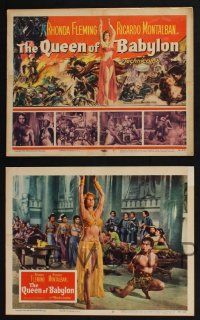 3d529 QUEEN OF BABYLON 8 LCs '56 cool images of sexy Rhonda Fleming & Ricardo Montalban!