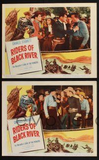 3d546 RIDERS OF BLACK RIVER 8 LCs R52 cowboy Charles Starrett blasting outlaws & wrecking hearts!