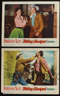3d824 RIDING SHOTGUN 6 LCs '54 great images of cowboy Randolph Scott, pretty Joan Weldon!