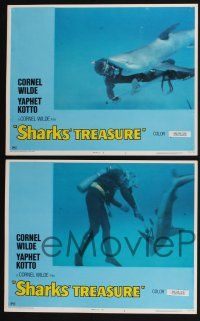 3d590 SHARKS' TREASURE 8 LCs '75 cool images of scuba divers, directed by Cornel Wilde!