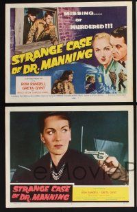 3d635 STRANGE CASE OF DR MANNING 8 LCs '58 Ron Randell, Greta Gynt, missing or murdered!