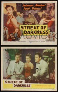 3d637 STREET OF DARKNESS 8 LCs '58 the assignment was adventure, the payoff was violence!