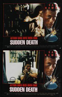 3d643 SUDDEN DEATH 8 LCs '95 Jean-Claude Van Damme, Powers Boothe, action goes into overtime!