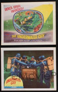 3d712 UNDERWATER CITY 8 LCs '62 William Lundigan, wacky images from scuba diving sci-fi!