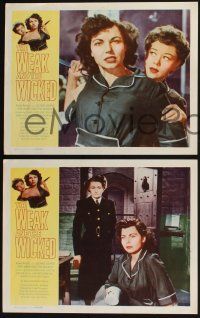 3d731 WEAK & THE WICKED 8 LCs '54 raw facts of women in prison, Glynis Johns & Simone Silva!