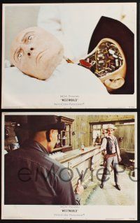 3d733 WESTWORLD 8 LCs '73 Michael Crichton, cyborg cowboy Yul Brynner, Richard Benjamin, Brolin!