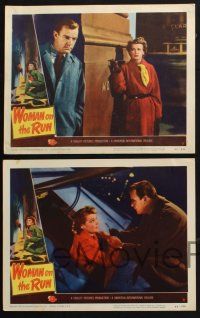 3d893 WOMAN ON THE RUN 4 LCs '50 cool images of Ann Sheridan, Dennis O'Keefe, film noir!