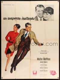 3e370 CHARADE French 1p '63 full-length tough Cary Grant & sexy Audrey Hepburn!