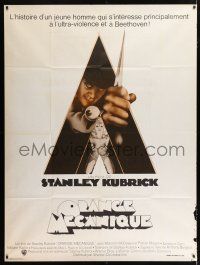 3e375 CLOCKWORK ORANGE French 1p R70s Stanley Kubrick classic, Castle art of Malcolm McDowell!