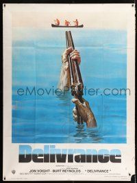 3e392 DELIVERANCE French 1p '72 John Boorman classic, great art of shotgun pointed at canoers!