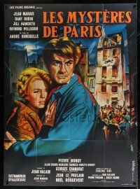 3e394 DEVIL OF PARIS French 1p '62 cool art of Jean Marais & Dany Robin by Jean Mascii!