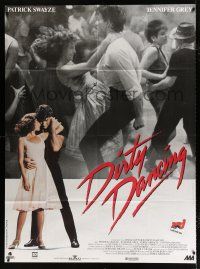 3e396 DIRTY DANCING French 1p '87 Patrick Swayze & Jennifer Grey in sexy embrace & dancing!