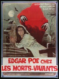 3e402 DRACULA IN THE CASTLE OF BLOOD French 1p '71 cool Groutchemeuh art of girl chased by undead!