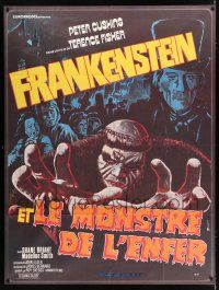 3e423 FRANKENSTEIN & THE MONSTER FROM HELL French 1p '74 Hammer, different Faugere horror art!