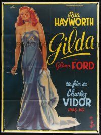 3e428 GILDA French 1p R72 art of sexy Rita Hayworth full-length in sheath dress by Boris Grinsson!